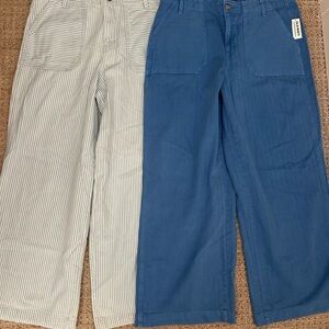 NWT Old Navy Blue and Striped Baggy Wide Leg Pants high-rise sz 14